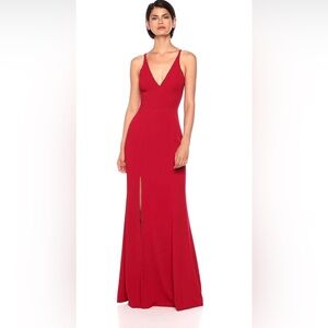 Dress the Population Red Halter Backless Gown